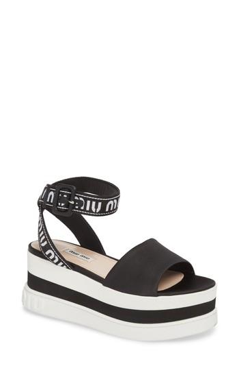 Women's Miu Miu Logo Strap Platform Sandal Us / 35eu - Black