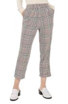 Women's Topshop Red Pop Check High Waist Mensy Trousers Us (fits Like 0-2) - Black
