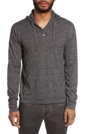 Men's John Varvatos Drop Shoulder Henley Hoodie, Size - Grey