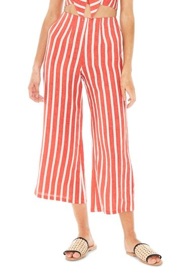 Women's Faithfull The Brand Tomas Stripe Linen Wide Leg Pants - Orange