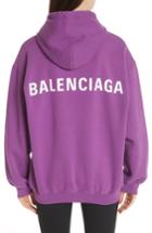 Women's Balenciaga Logo Back Hoodie - Purple