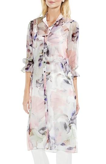 Women's Vince Camuto Diffused Bloom Side Tie Tunic, Size - White
