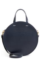Clare V. Petite Alistair Leather Circular Crossbody Bag - Blue