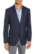 Men's John W. Nordstrom Traditional Fit Windowpane Wool Sport Coat S - Blue