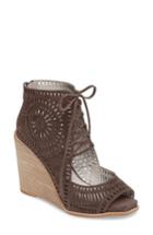 Women's Jeffrey Campbell Rayos Perforated Wedge Sandal .5 M - Brown