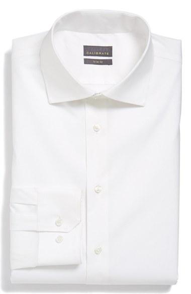Men's Calibrate Trim Fit Dress Shirt 32/33 - White