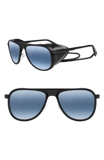 Men's Vuarnet Glacier 57mm Aviator Sunglasses - Matt Black/ Blue Polar Lynx