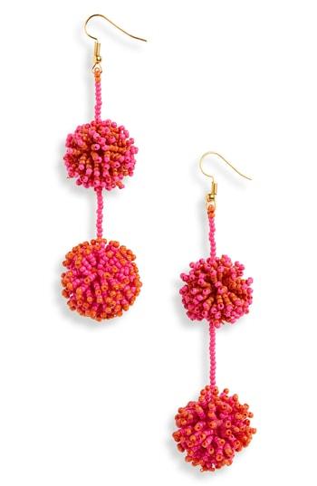 Women's Panacea Seed Beaded Pompom Earrings