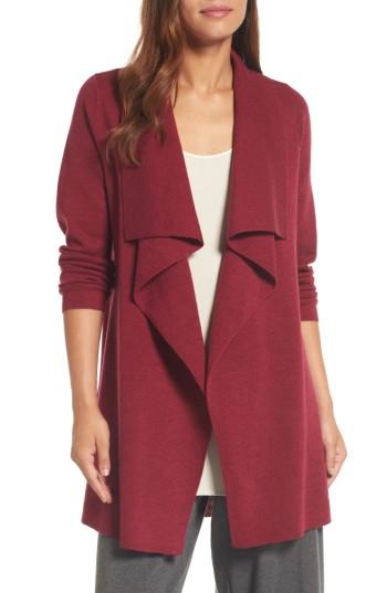 Women's Eileen Fisher Long Angle Front Cardigan, Size - Red