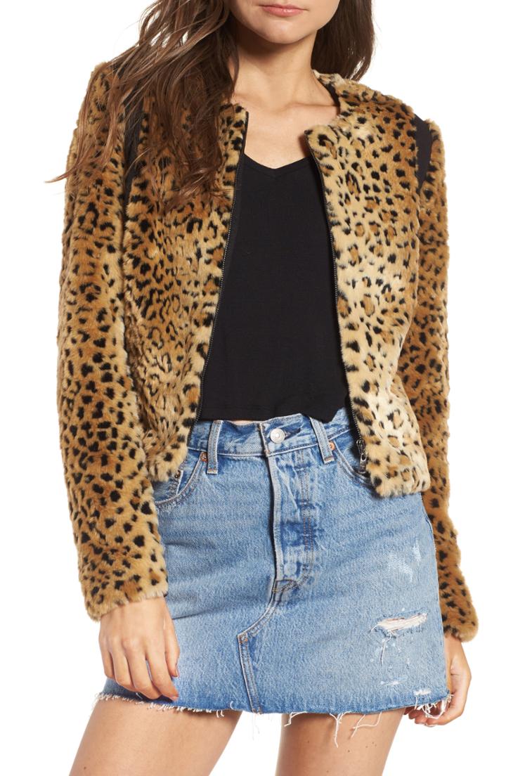 Women's Tinsel Faux Fur Leopard Jacket