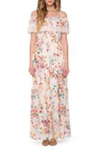 Women's Willow & Clay Lace Trim Off The Shoulder Maxi Dress