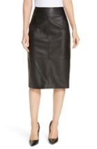 Women's Boss Selrita Lambskin Leather Pencil Skirt - Black