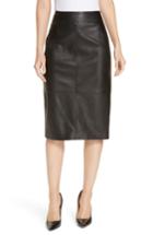 Women's Boss Selrita Lambskin Leather Pencil Skirt - Black