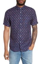 Men's Good Man Brand Trim Fit Print Sport Shirt, Size - Blue