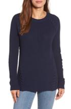 Women's Halogen Lace-up Sweater, Size - Blue