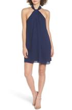 Women's Soprano Knotted High Neck Shift Dress - Blue