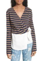 Women's Derek Lam 10 Crosby Stripe Wrap Top With Poplin Shirting Combo