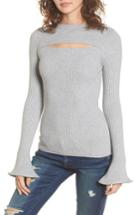 Women's Cotton Emporium Cutout Ribbed Sweater - Grey