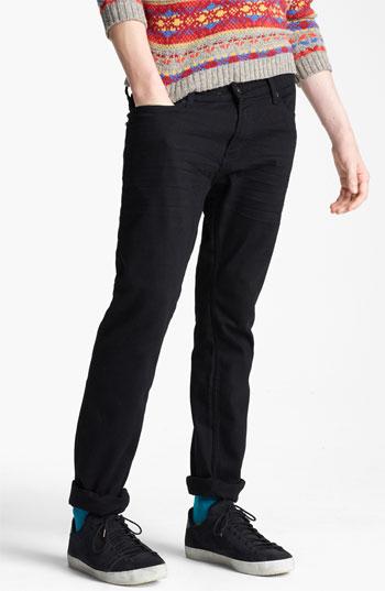 Topman 'morgan' Skinny Stretch Twill Jeans (denim) Black 32 X 34