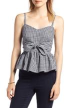 Women's 1901 Tie Waist Gingham Cotton Blend Tank - Blue