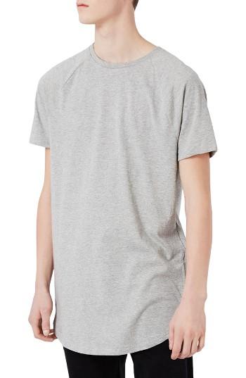 Men's Topman Longline T-shirt With Side Zips - Grey