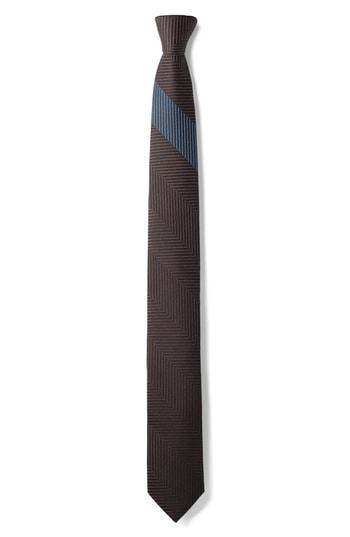 Men's Title Of Work Herringbone Silk Tie, Size - Brown