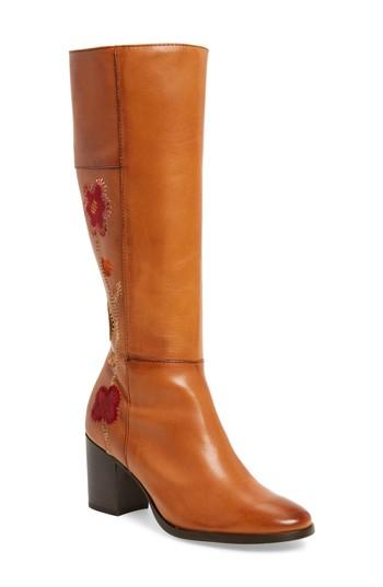 Women's Frye Nova Floral Embroidered Knee High Boot M - Brown