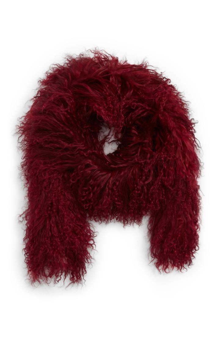 Women's Toria Rose Genuine Mongolian Lamb Fur Boa, Size - Burgundy