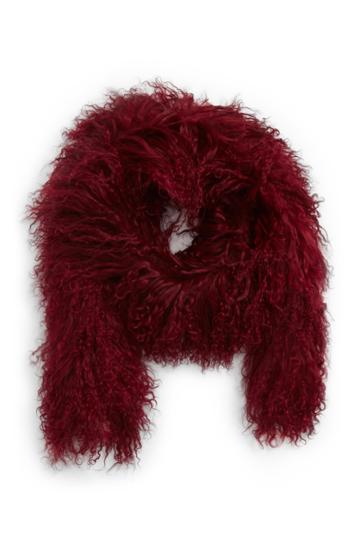 Women's Toria Rose Genuine Mongolian Lamb Fur Boa, Size - Burgundy