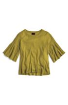 Women's J.crew Featherweight Cashmere Ruffle Sleeve Sweater - Green