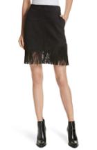 Women's Frame Fringe Hem Leather Skirt