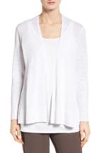 Women's Eileen Fisher Organic Linen Open Front Cardigan, Size - White