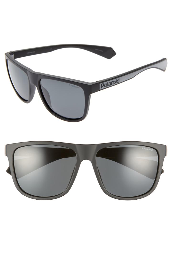 Men's Polaroid Plastic Core 57mm Polarized Sunglasses - Black
