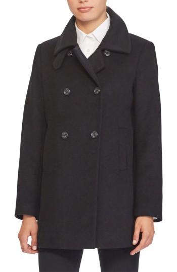 Women's Lauren Ralph Lauren Double Breasted Peacoat - Black