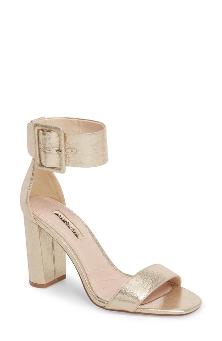 Women's Topshop Rosie Block Heel Sandal .5us / 36eu M - Metallic