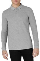 Men's Topman Leon Muscle Fit Long Sleeve Polo - Grey