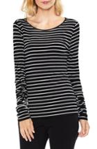 Women's Vince Camuto Ruched Linear Stripe Top - Black