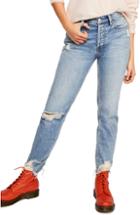 Women's Free People Chewed Up Straight Leg Jeans - Blue