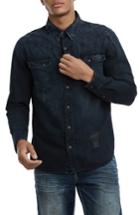 Men's True Religion Brand Jeans Carter Distressed Denim Shirt - Blue