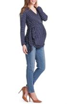 Women's Lilac Clothing Bella Faux Wrap Maternity/nursing Top - Blue