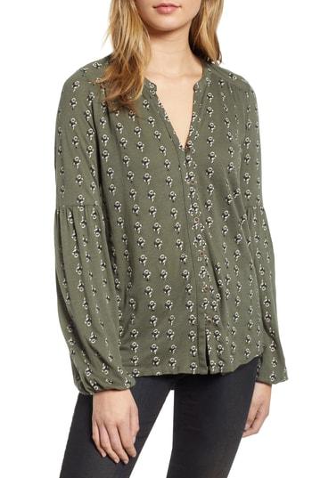 Women's Lucky Brand Blouson Sleeve Top - Green