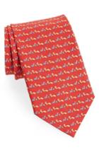 Men's Salvatore Ferragamo Squirrel & Snail Print Silk Tie, Size - Red