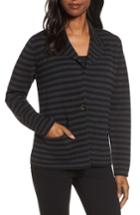 Women's Eileen Fisher Stripe Merino Wool Knit Blazer, Size - Grey