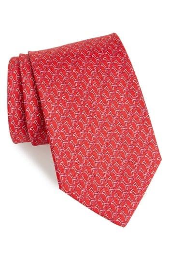 Men's Salvatore Ferragamo Fiona Print Silk Tie, Size - Red