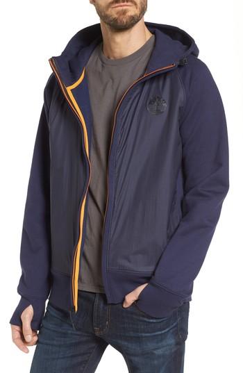 Men's Timberland Mixed Media Hooded Jacket - Blue