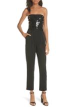 Women's Alice + Olivia Jeri Embellished Strapless Jumpsuit - Black