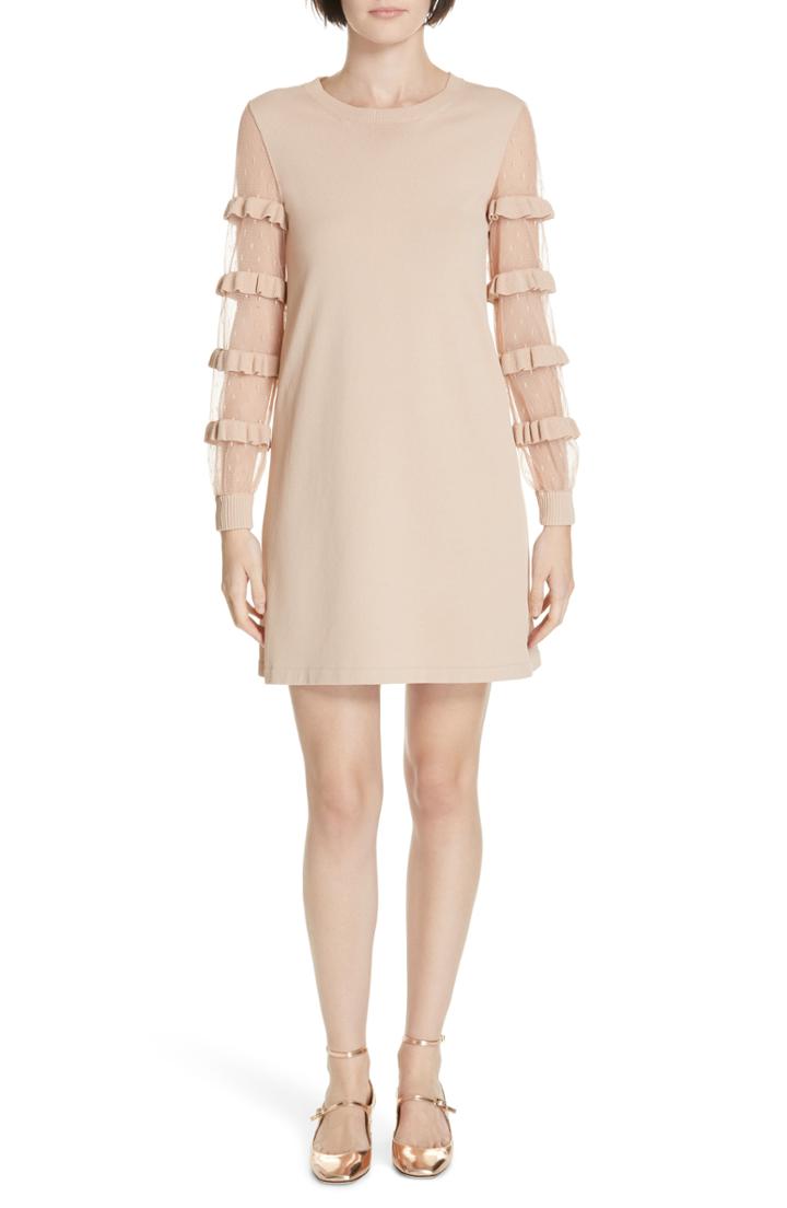 Women's Red Valentino Ruffle Point D'esprit Sweater Dress - Pink