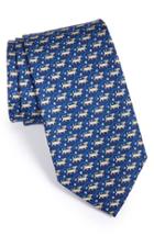 Men's Salvatore Ferragamo Dog Print Silk Tie, Size - Blue