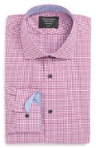 Men's Nordstrom Men's Shop Trim Fit Non-iron Check Dress Shirt - Purple