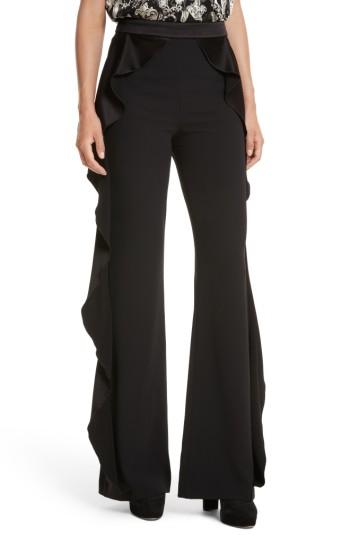 Women's Alice + Olivia Wallace Side Ruffle High Waist Pants - Black